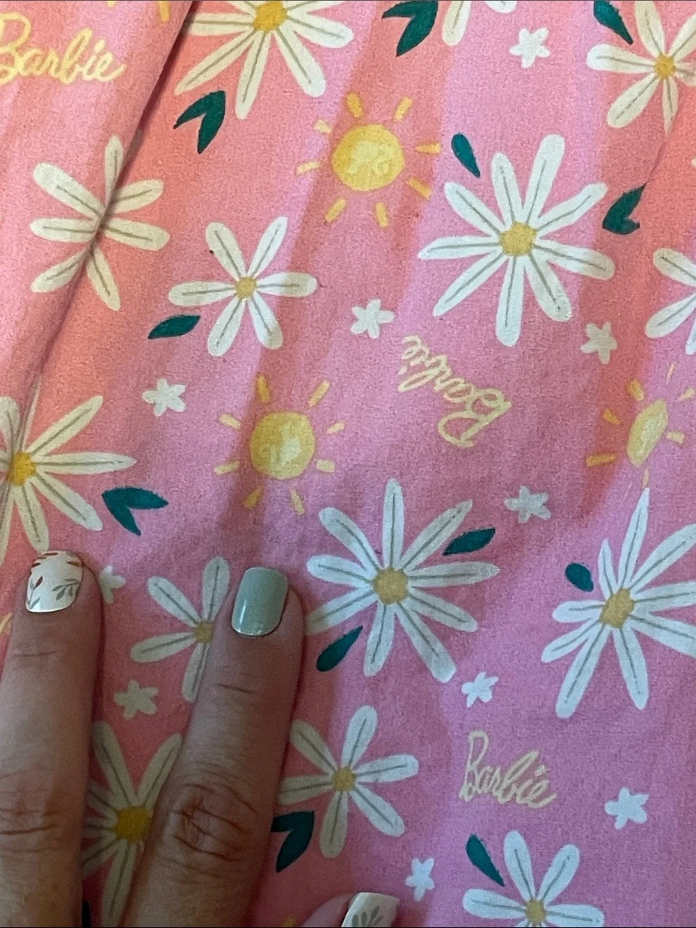 Barbie Pink Floral Puff-Sleeve Sundress *** has some spots as shown not visible